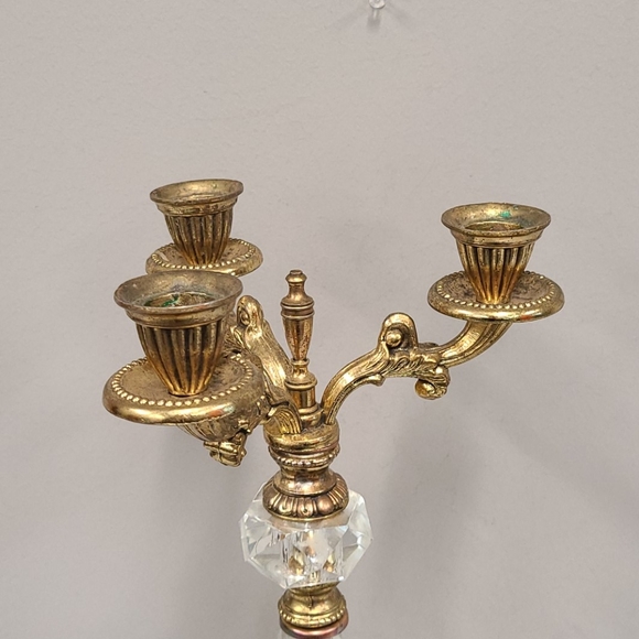 Vintage Brass Swan Base 3 Arm Candelabra 15" - Picture 4 of 12